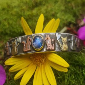 Kitty Cat Moonstone Bangle L1-wide