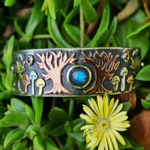Forest Labrodorite Multi-metal-wide Bangle XL1