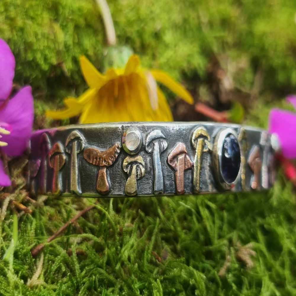 Mushroom Royal Lolite Multi-Metal Bangle - Wide Cuff XL2