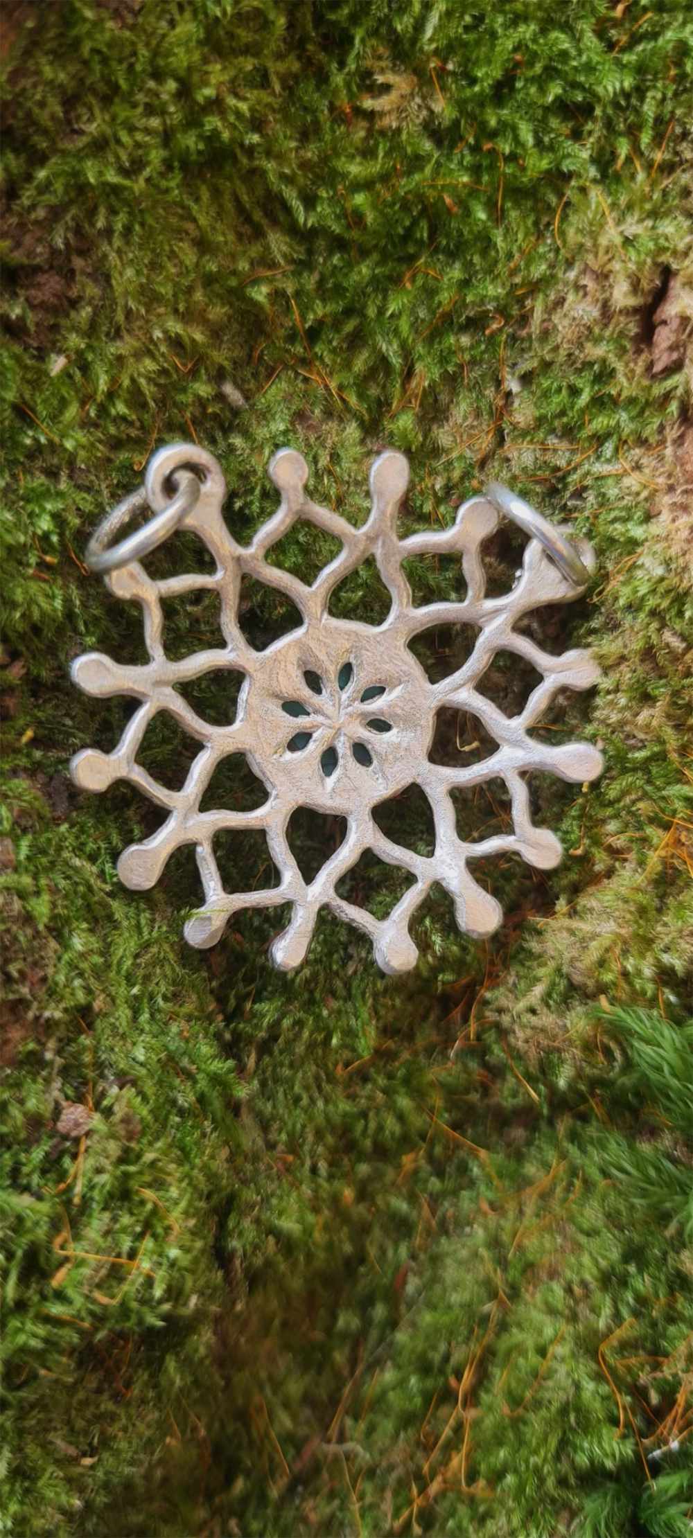 Silver Lotus Snowflake Pendant back