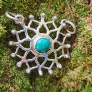 Silver Lotus Snowflake Pendant front