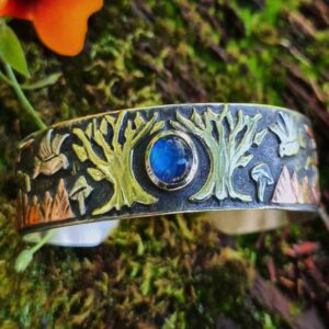 Tree Moonstone Multi-metal bangle L1-wide